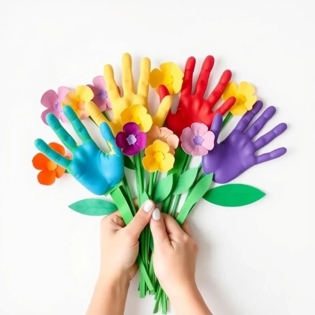 Simple Handprint Flower Bouquet for Mother's Day