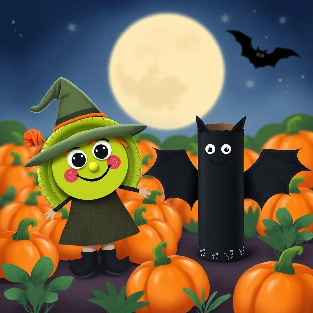 Wicked Witch and Bat Easy Halloween Crafts